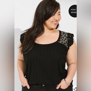 Torrid Knit Scoop Neck Ruffle Sleeve Swing Top